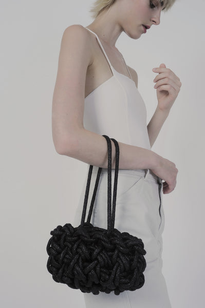 Alienina woven cotton online bucket bag